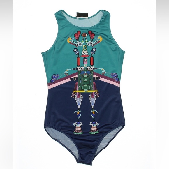 MARY KATRANTZOU x Adidas Teal Bodysuit Size XS Limited Edition Collaboration - Picture 4 of 10